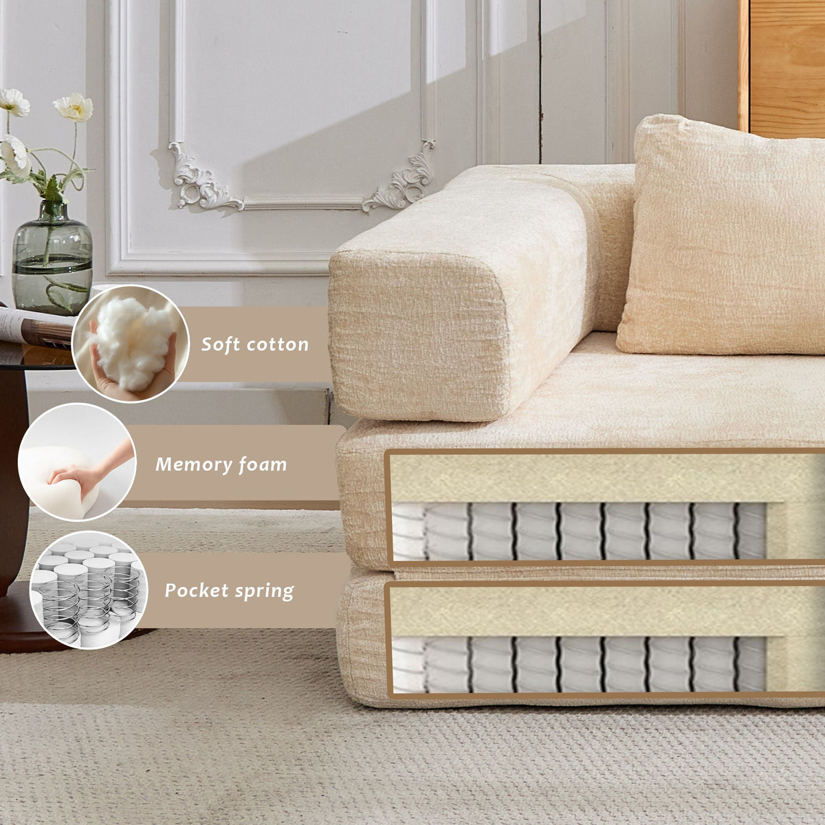 Convertible Floor Sofa Bed with Modular Design - Multiple Colors