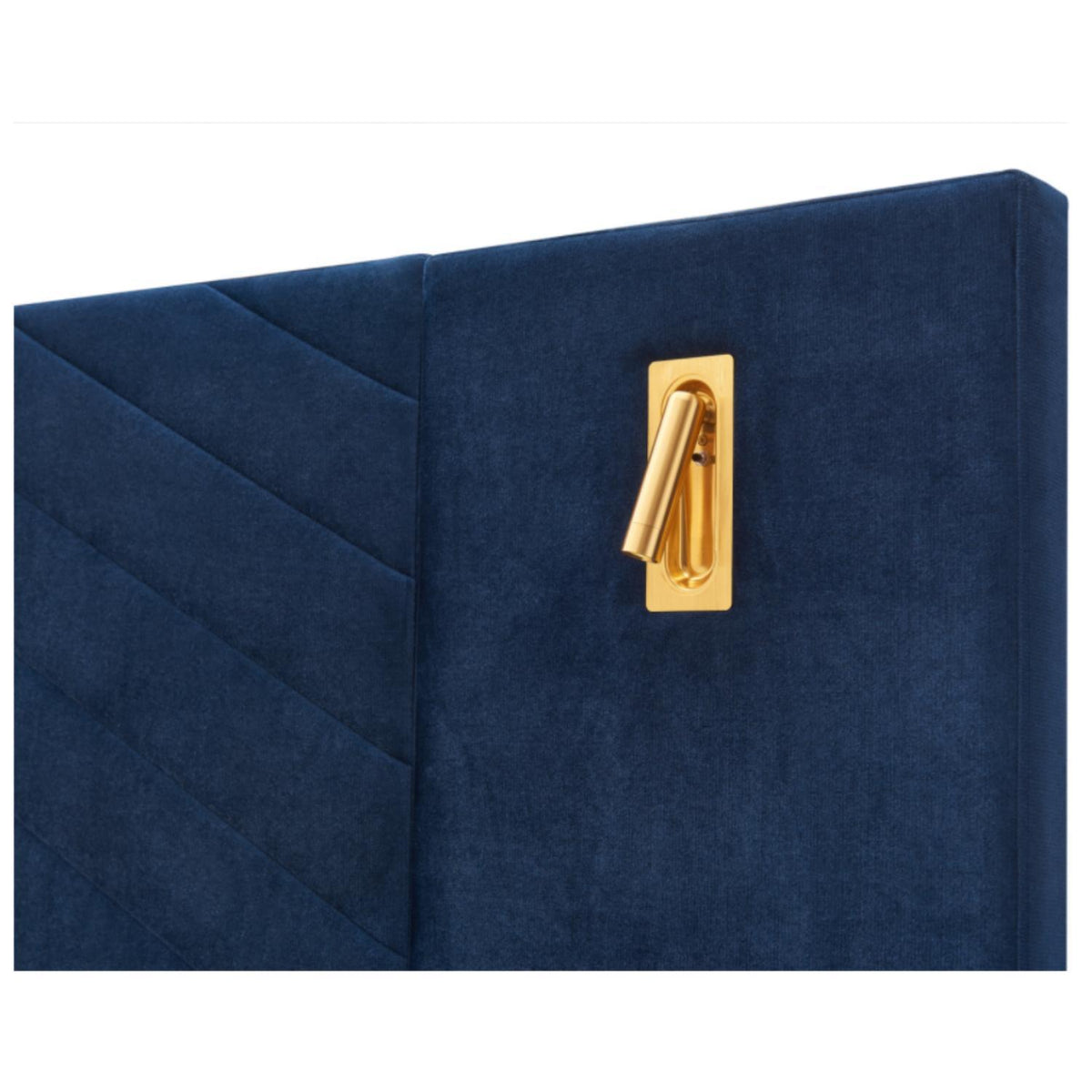 Upholstered Bed with Vertical Channel Tufted Wingback Headboard - Blue or Red