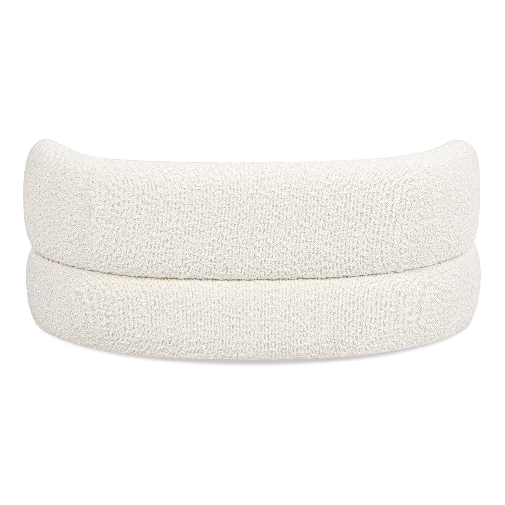 Ivory White Curved Dog Sofa Bed with Boucle Upholstery - Medium