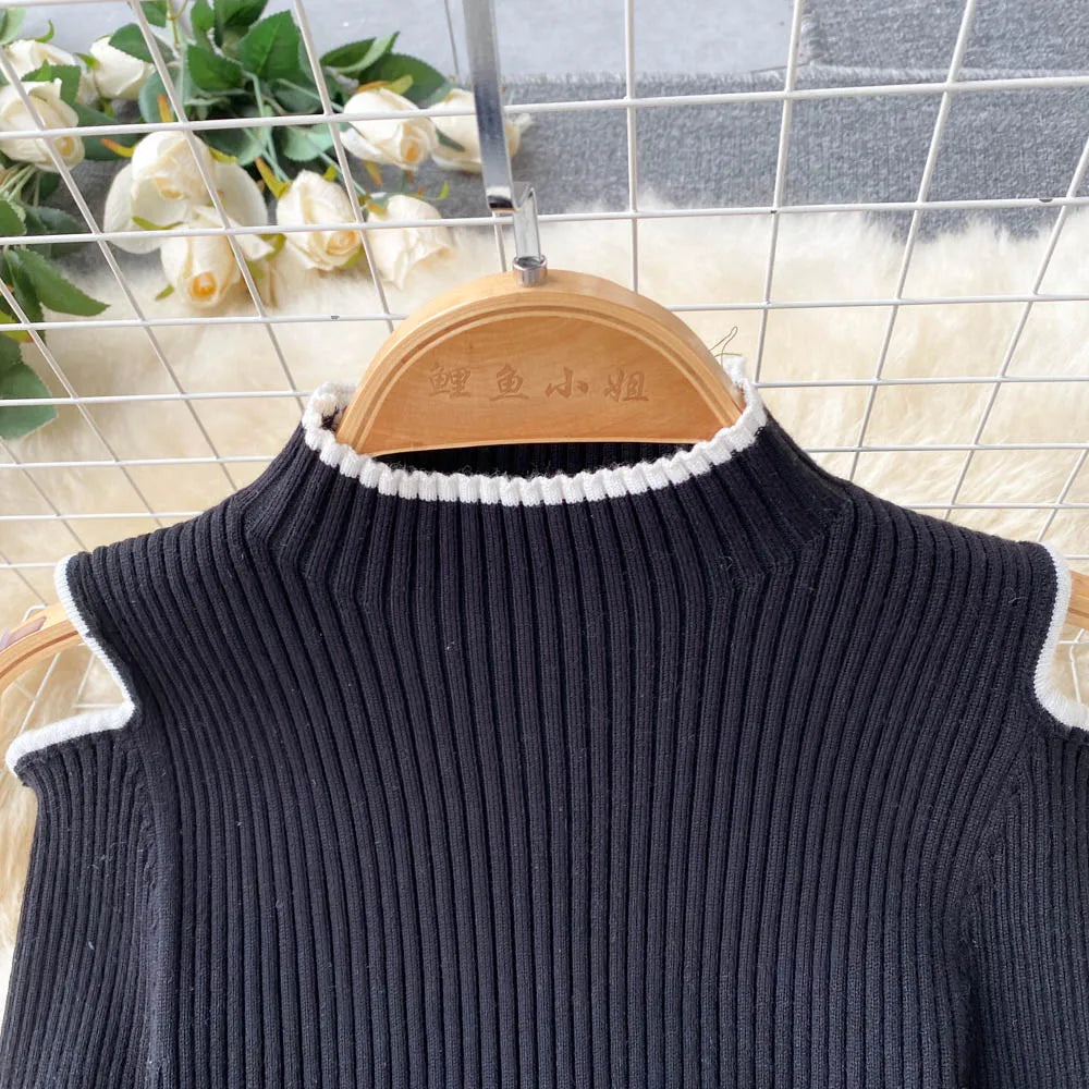 Off-Shoulder Knit Sweater Dress