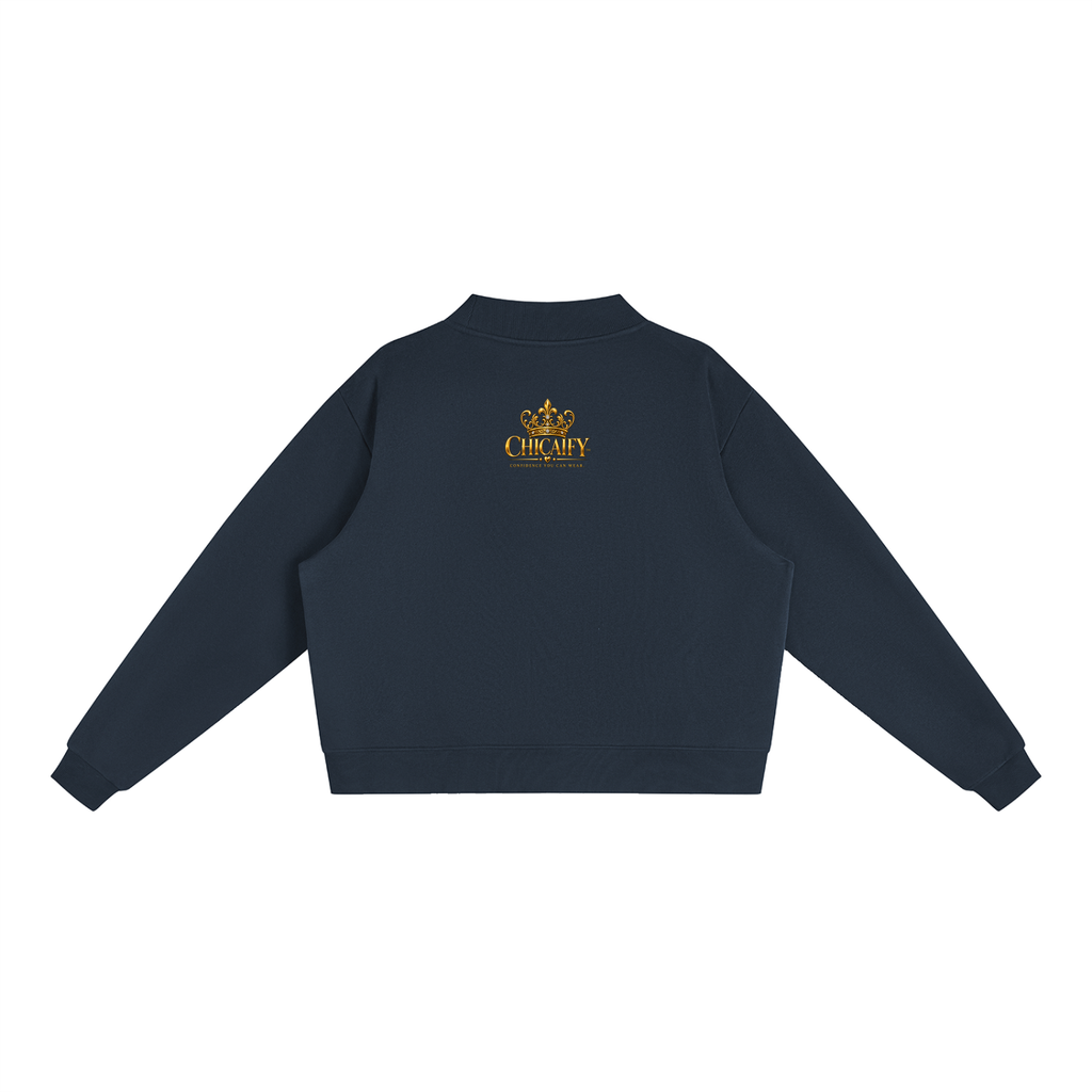 Chicaify Signiture Essential Fleece Mock-Neck Crew Sweatshirt