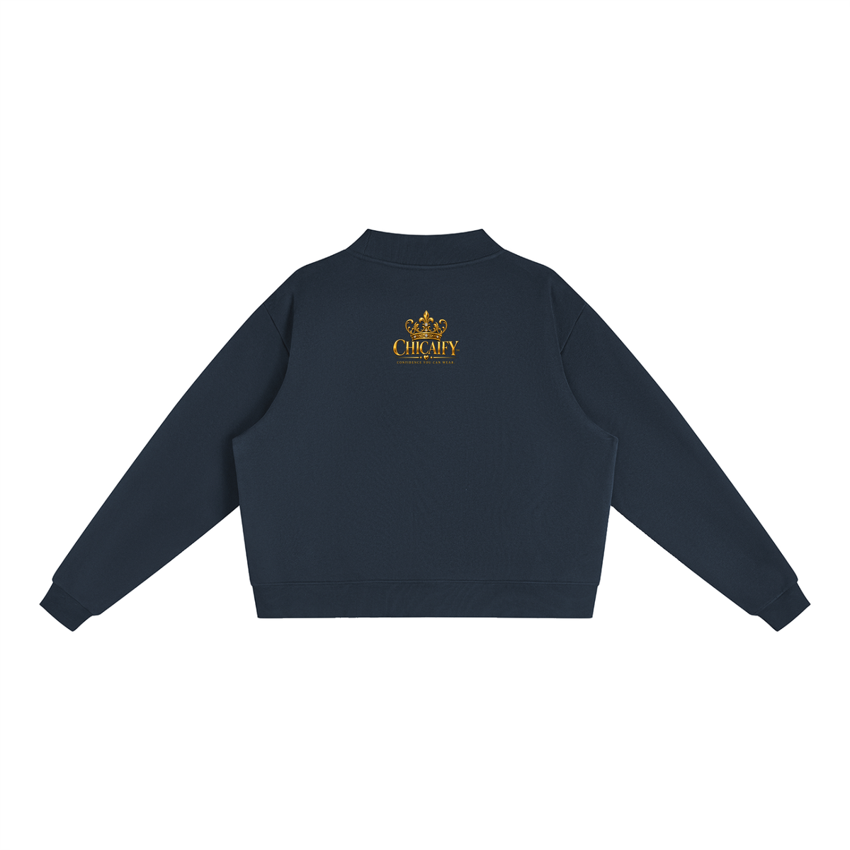 Chicaify Signiture Essential Fleece Mock-Neck Crew Sweatshirt