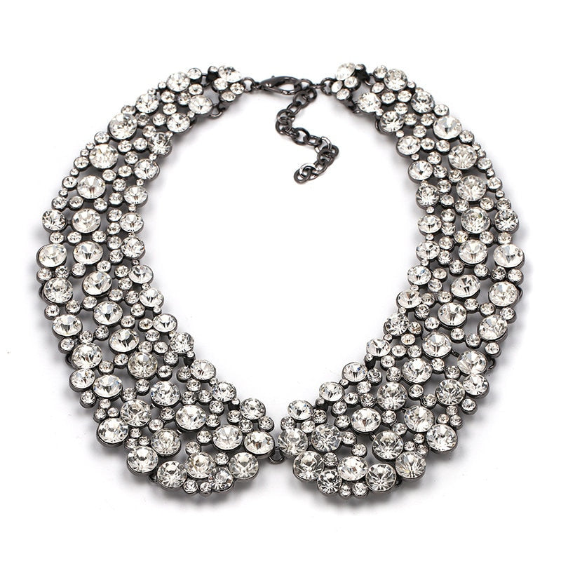 JURAN Fashion Crystal Collar-Style Necklace Choker Collar Bib Statement Simulated Pearl Necklaces for Women Jewelry Trend