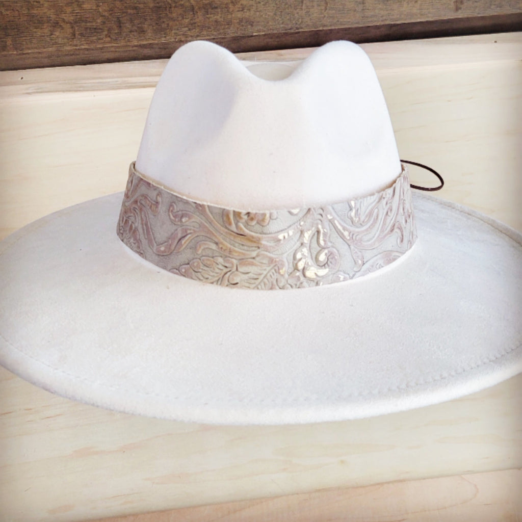 Wide Genuine Leather Gilded Cowboy Hat Band Only 954b