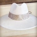 Wide Genuine Leather Gilded Cowboy Hat Band Only 954b