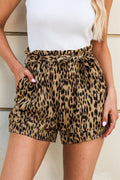 Leopard Print High-Waist Shorts
