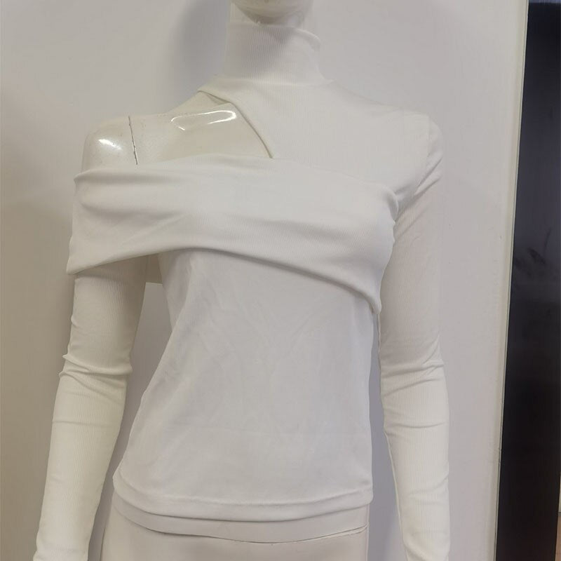 Cutout Turtleneck Fitted Knit Top