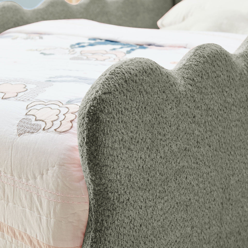 Dinosaur Shaped Toddler Bed with Safety Guardrail - Twin Upholstered Bed