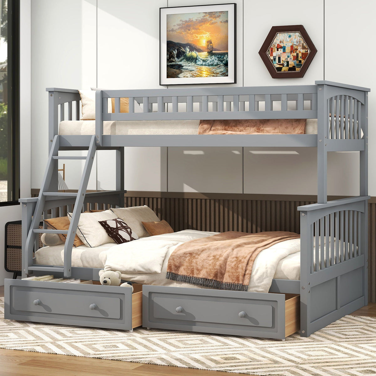 Convertible Storage Bunk Bed with Drawers - Twin Over Full