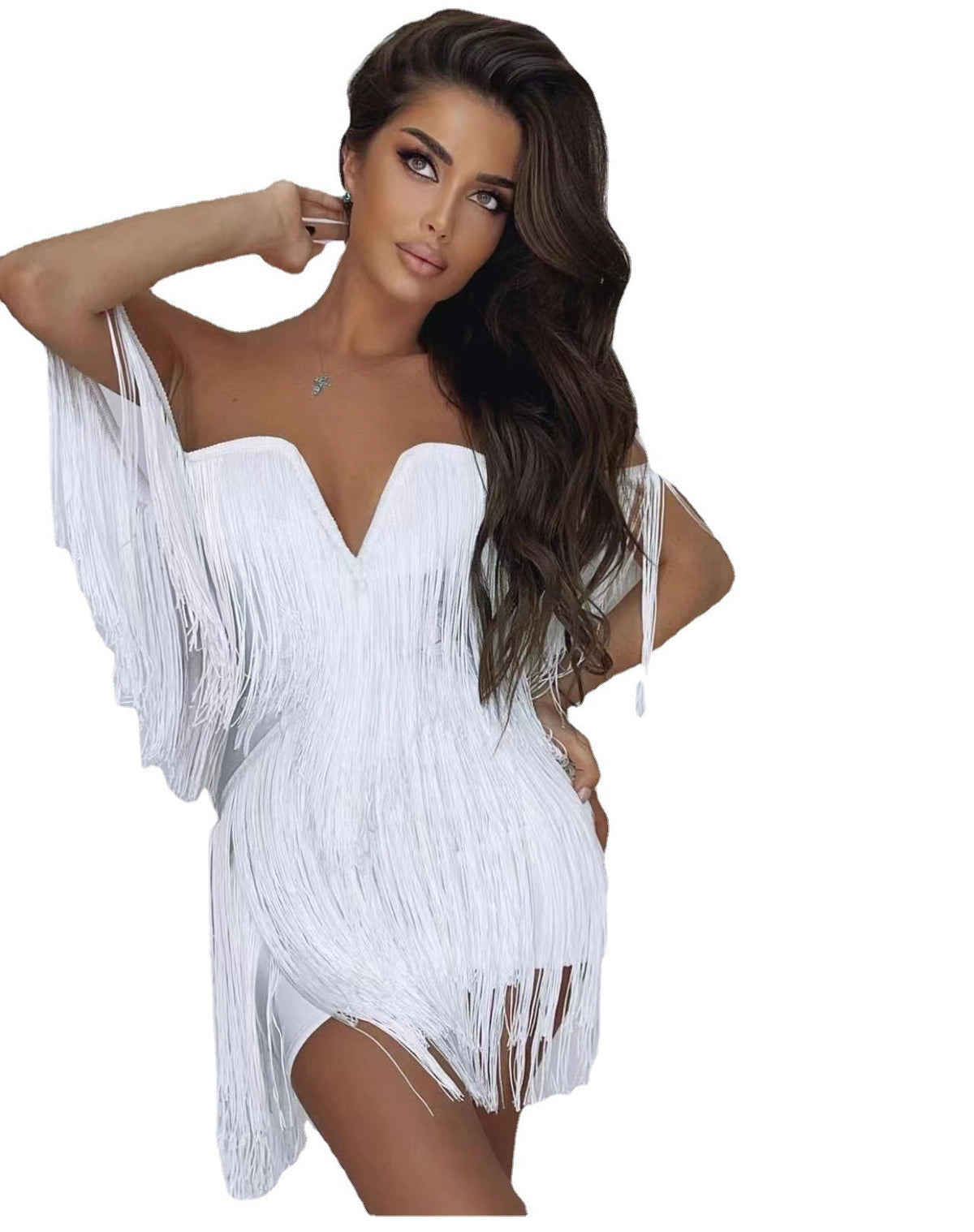 Open-Back Tassel Bandage Dress