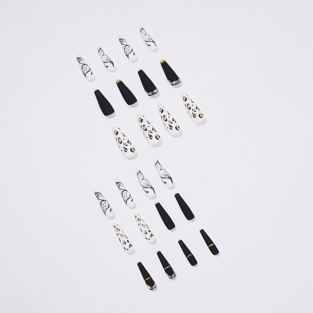 Leopard Butterfly Crystal Press-On Nails