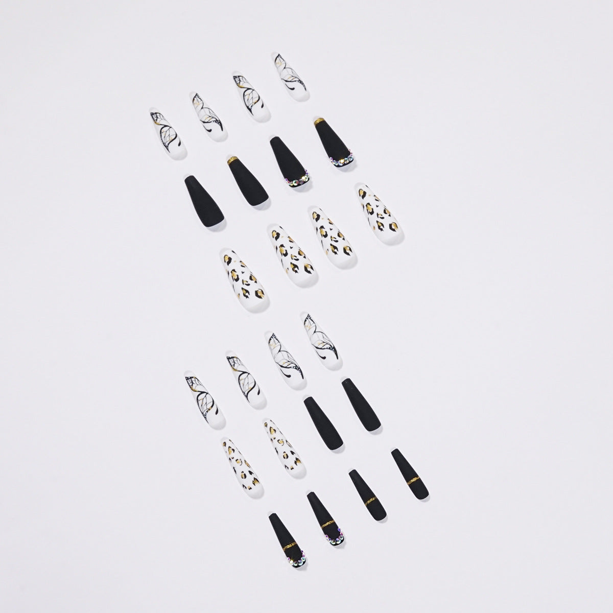 Leopard Butterfly Crystal Press-On Nails