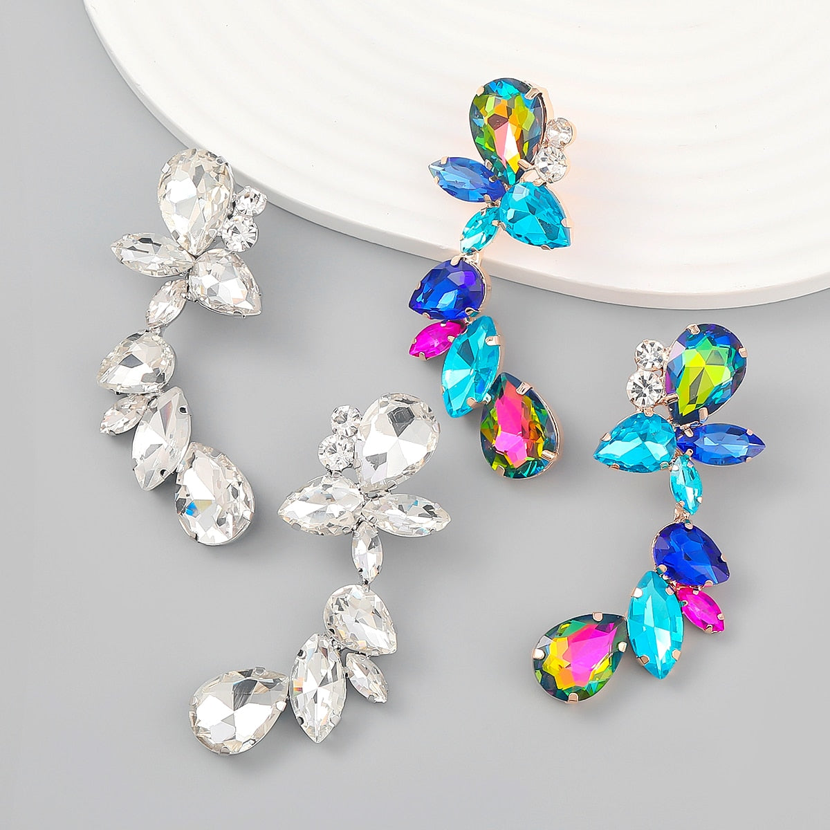 Rhinestone Floral Dangle Earrings