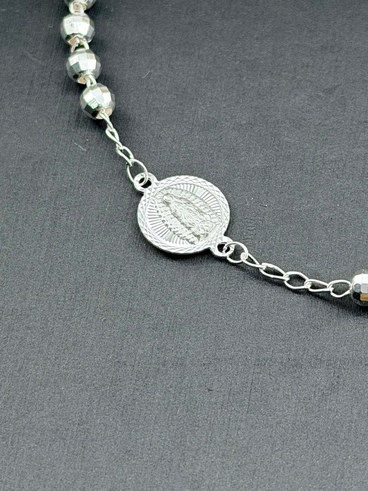 Rosary Bracelet with Cross — Sterling Silver 925
