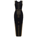 Beaded Split Bandage Maxi Dress