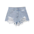 Hot girl high waisted curved edge jeans