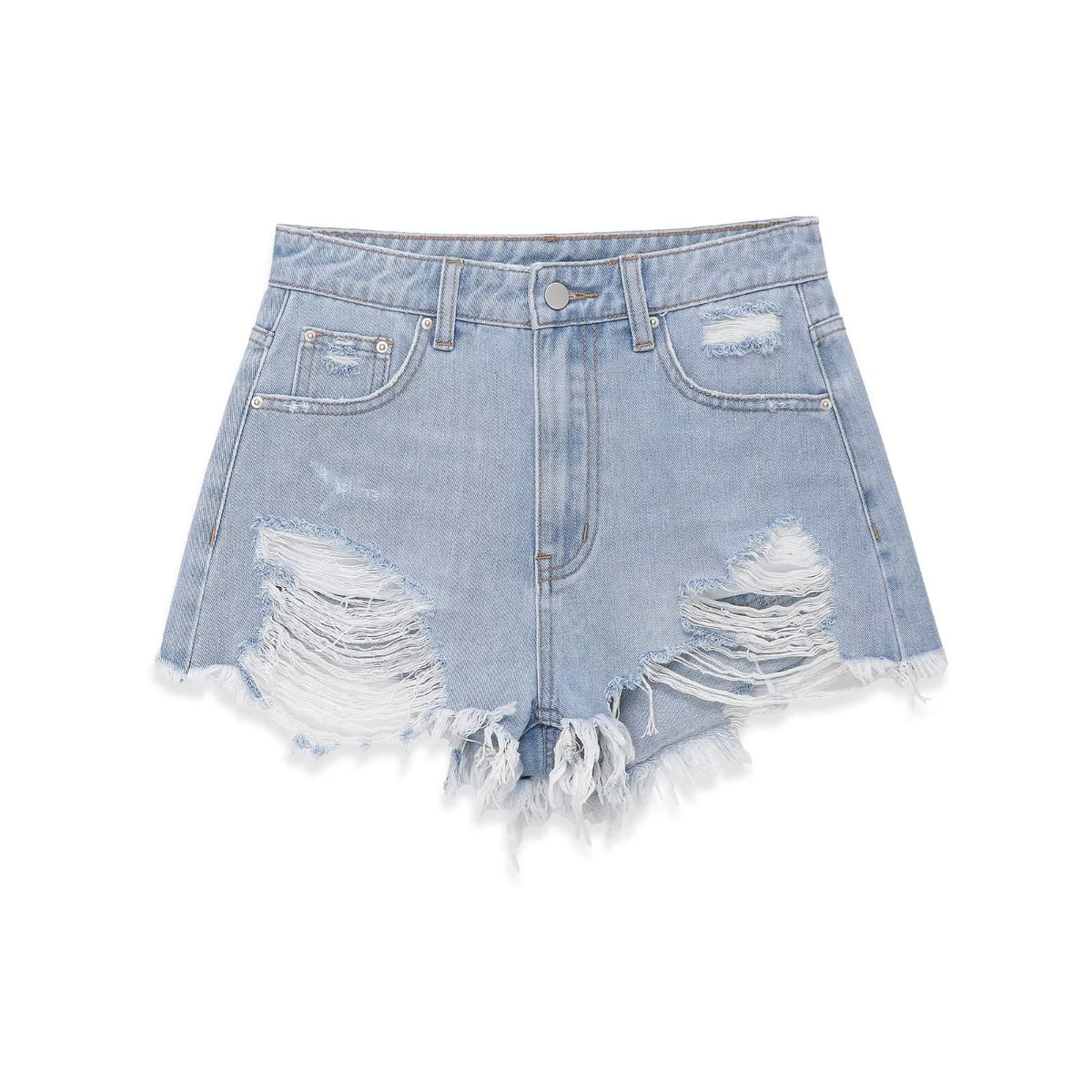 Hot girl high waisted curved edge jeans