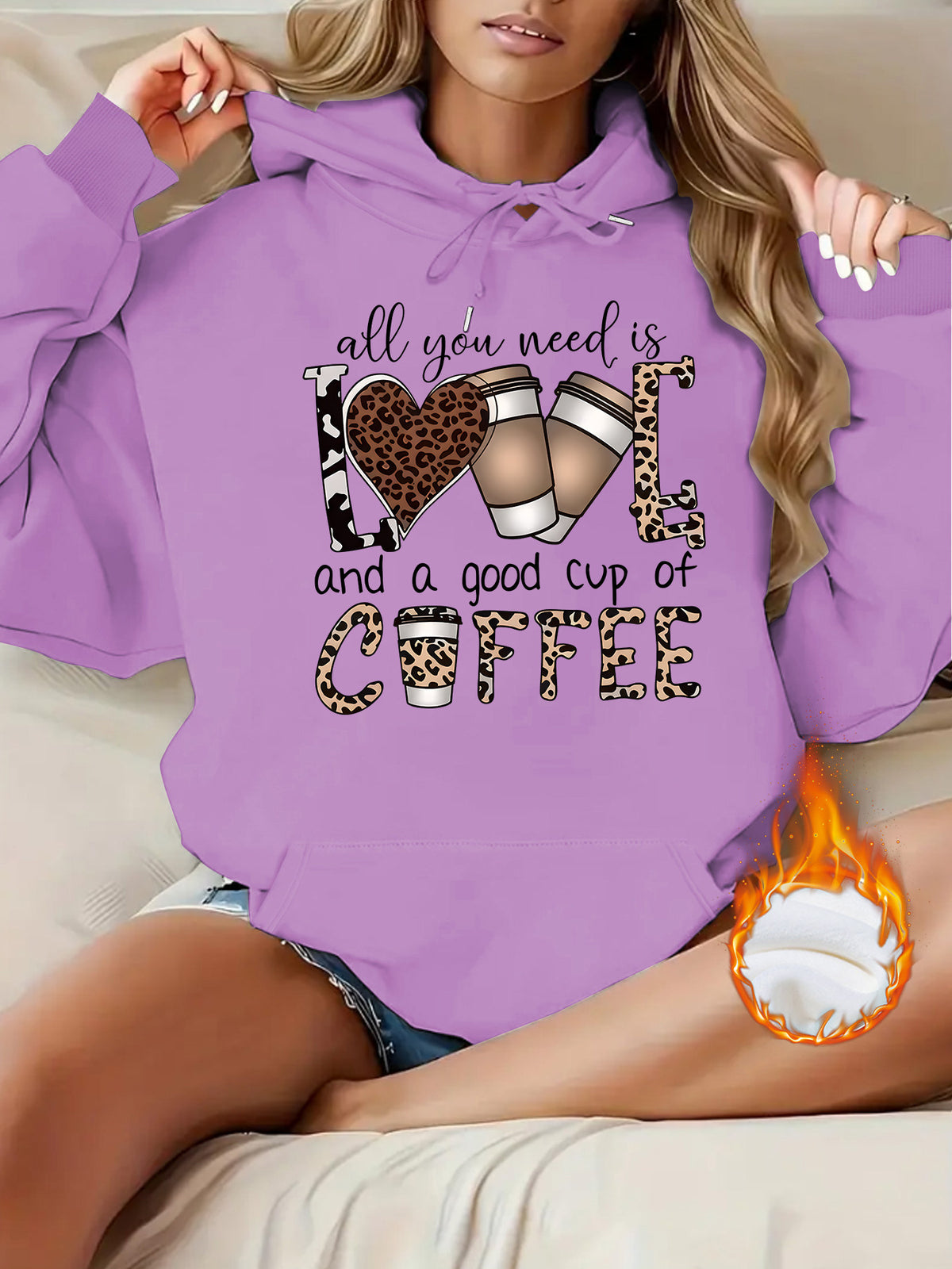 Leopard print hooded sweatshirt