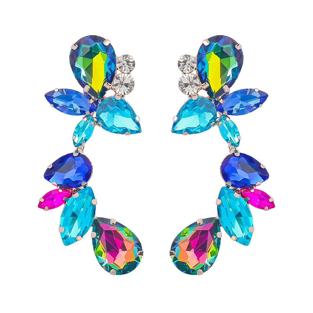 Rhinestone Floral Dangle Earrings