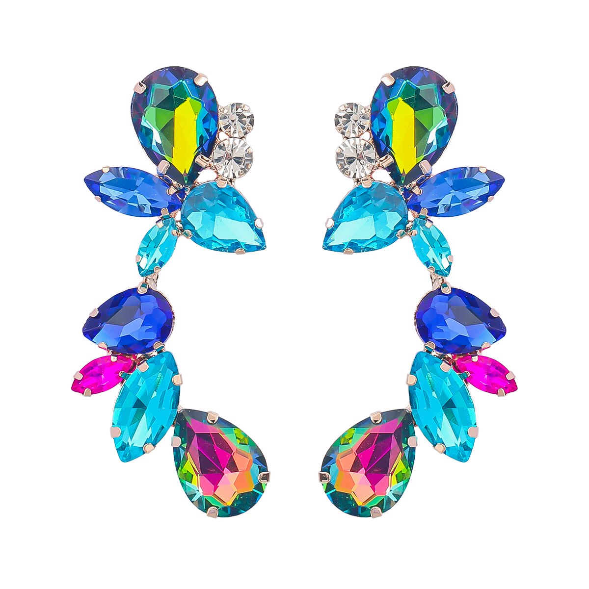 Rhinestone Floral Dangle Earrings