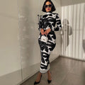 Printed Long-Sleeve Bodycon Maxi Dress