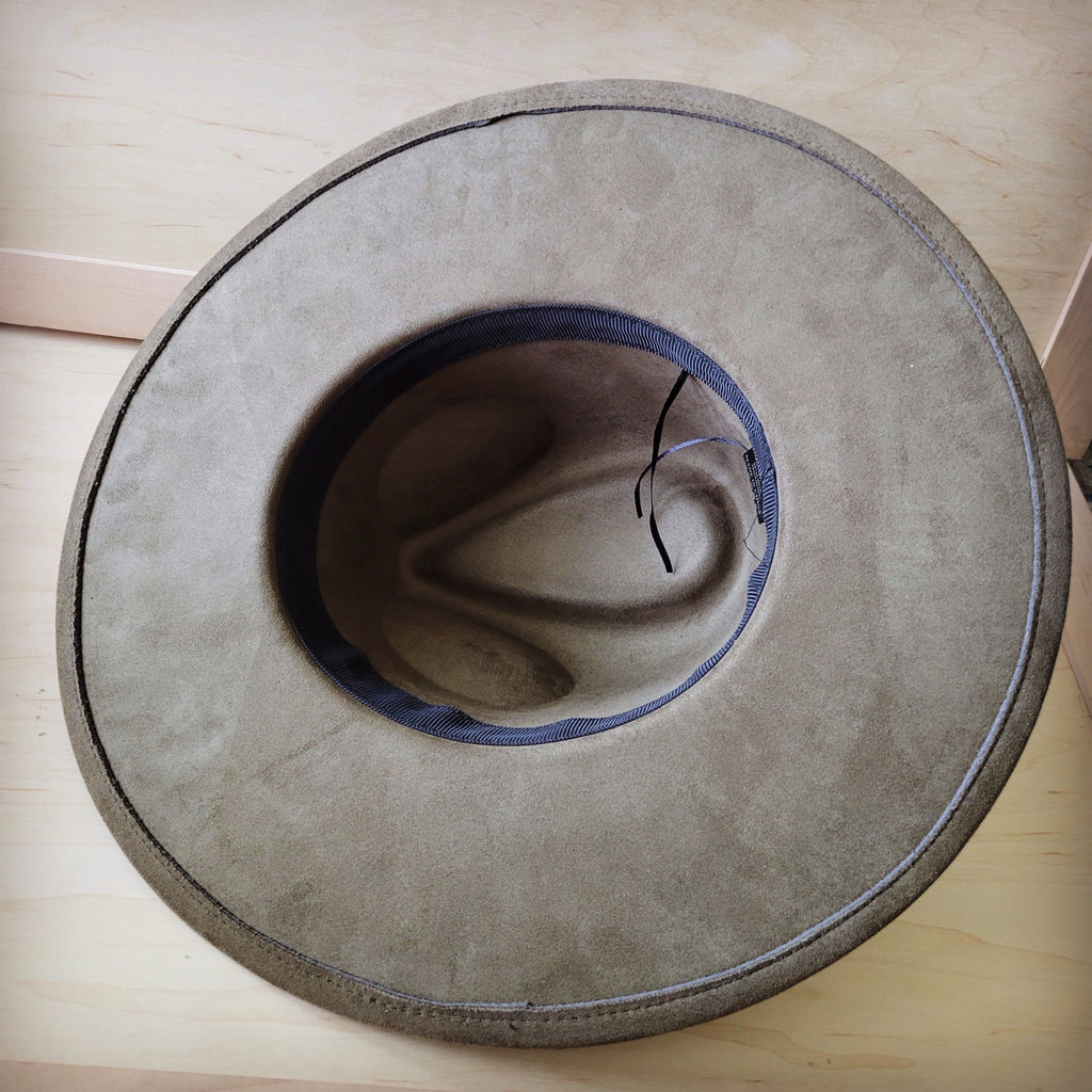 Hand-Painted Distressed Boho Western Cowgirl Hat & Band-Olive 987n