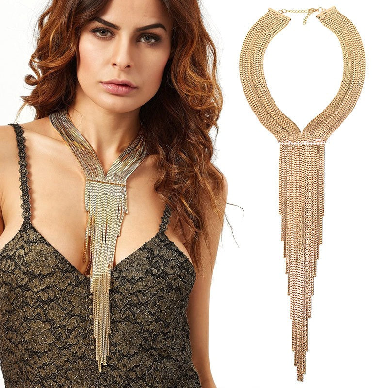 Tassel Chain Statement Necklace