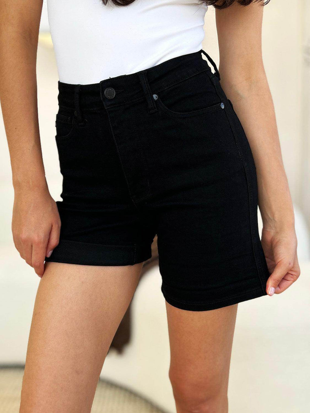 Judy Blue Full Size High Waist Tummy Control Cuffed Shorts