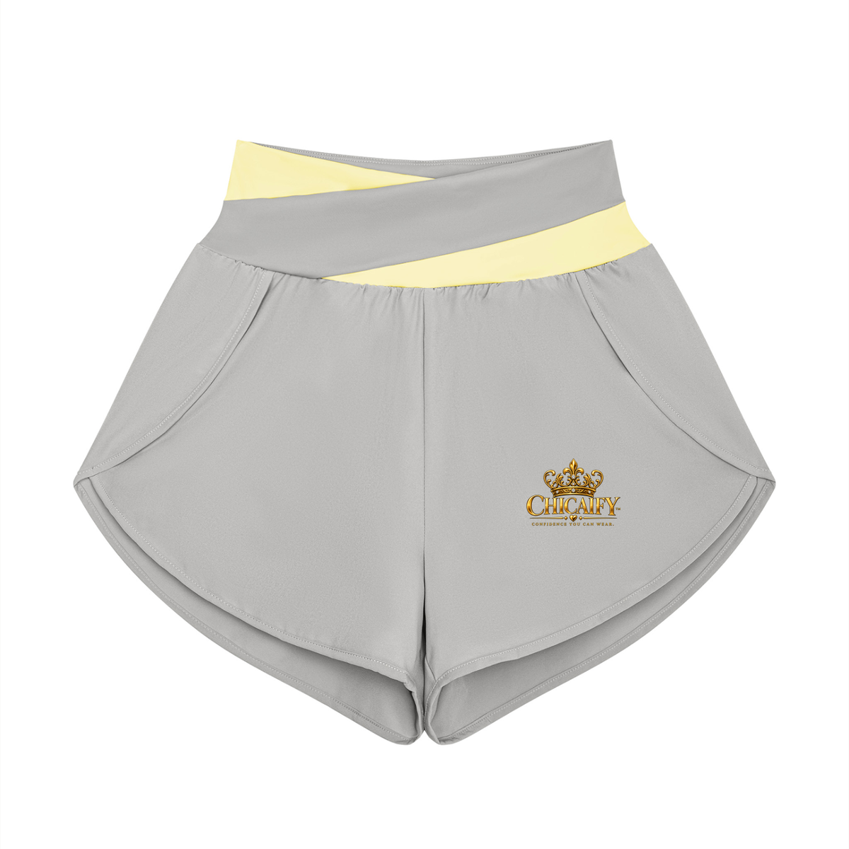 Chicaify Active Cross-Waist Performance Shorts Women’s Yoga Panelled Shorts