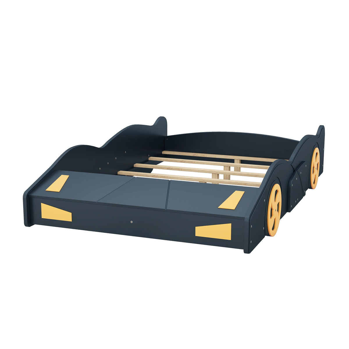 Race Car Platform Bed with Storage and Wheels - Black or Blue