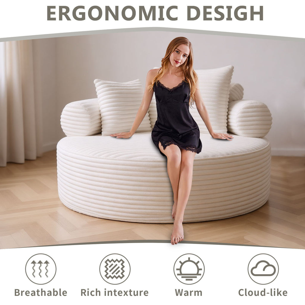 Round Sofa Bed with Memory Foam and 3 Pillows - Multiple Colors