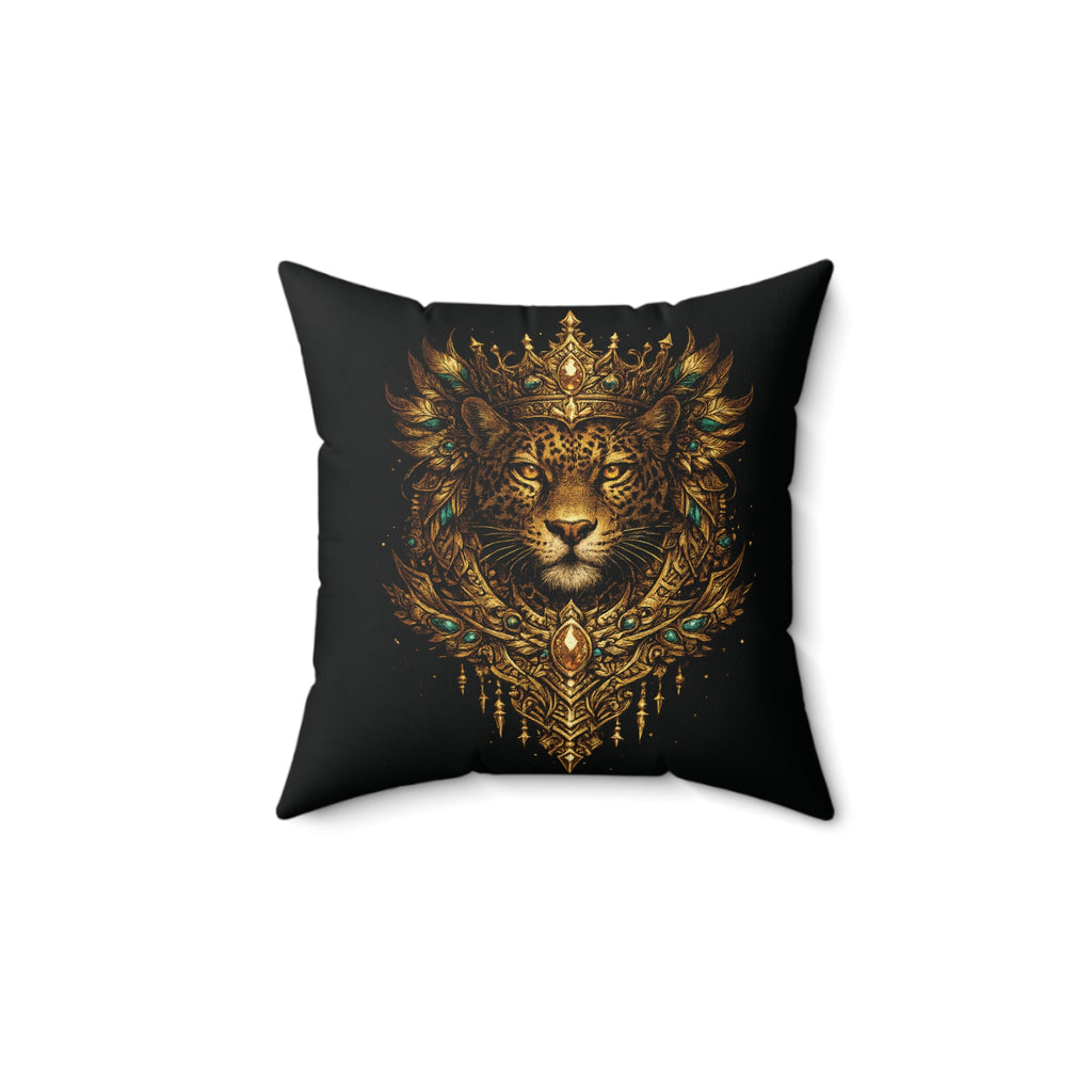 Golden Crowned Jaguar Decorative Pillow