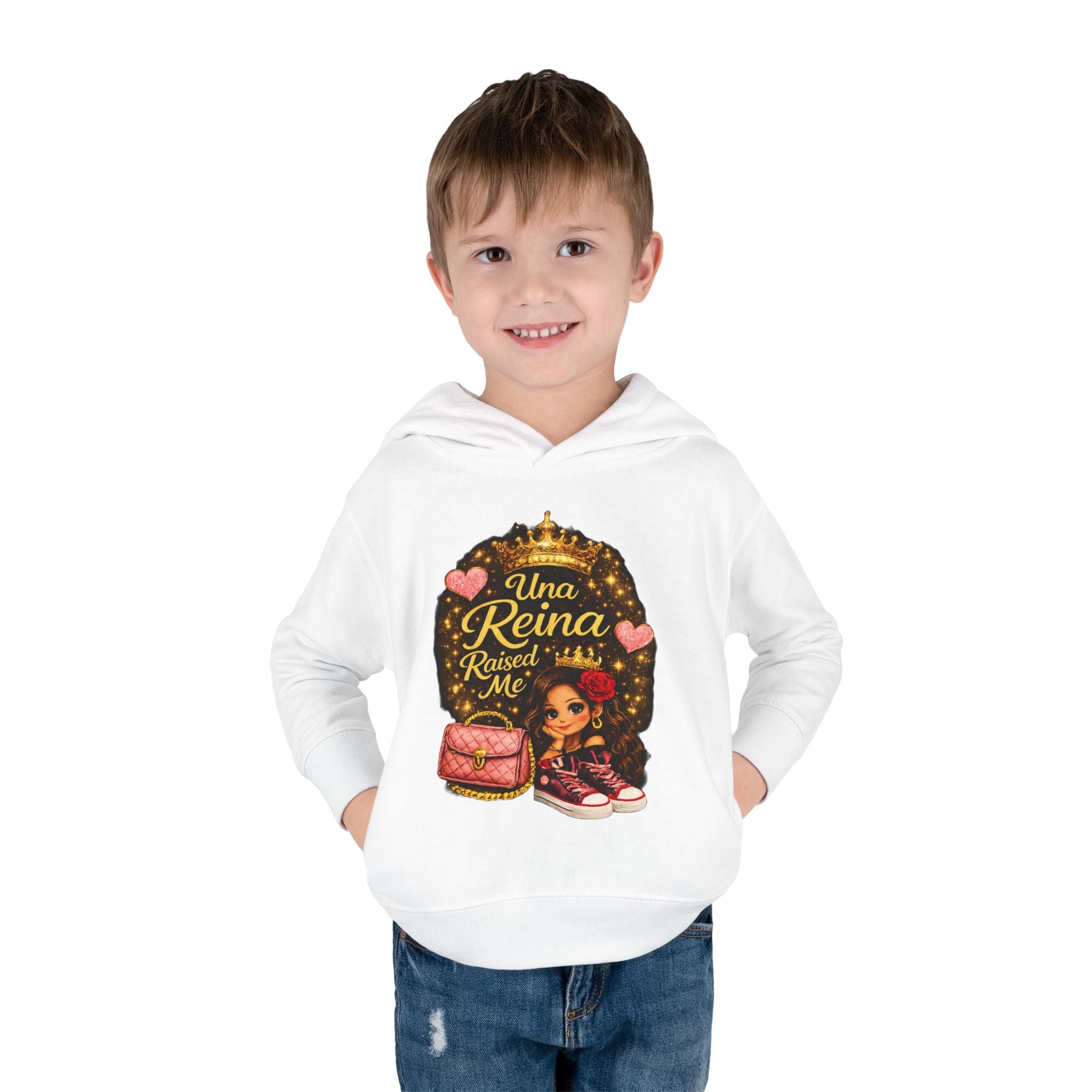 Toddler Hoodie — "Una Reina Raised Me" Cute Princess Pullover for Little Girls