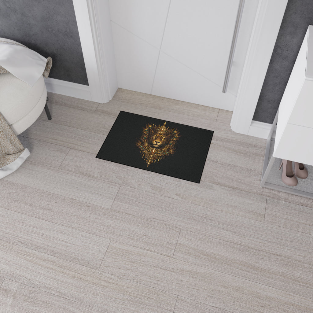 Crowned Jaguar Floor Mat — Regal Decorative Entry Rug