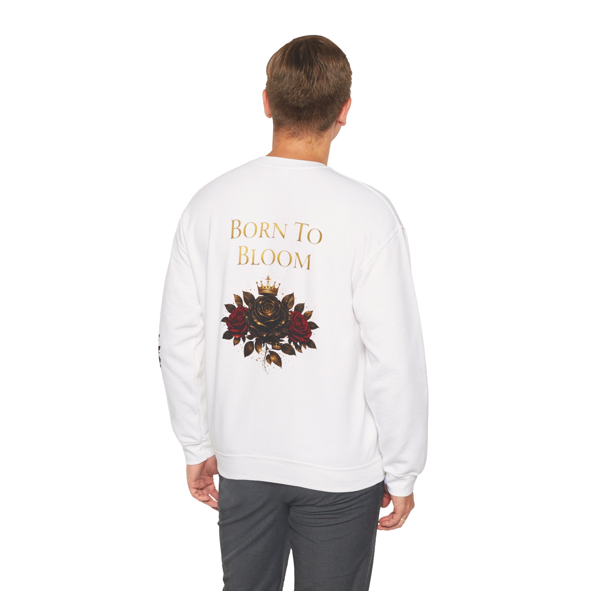 Born to Bloom Crewneck Sweatshirt — Floral Crown Rose Graphic