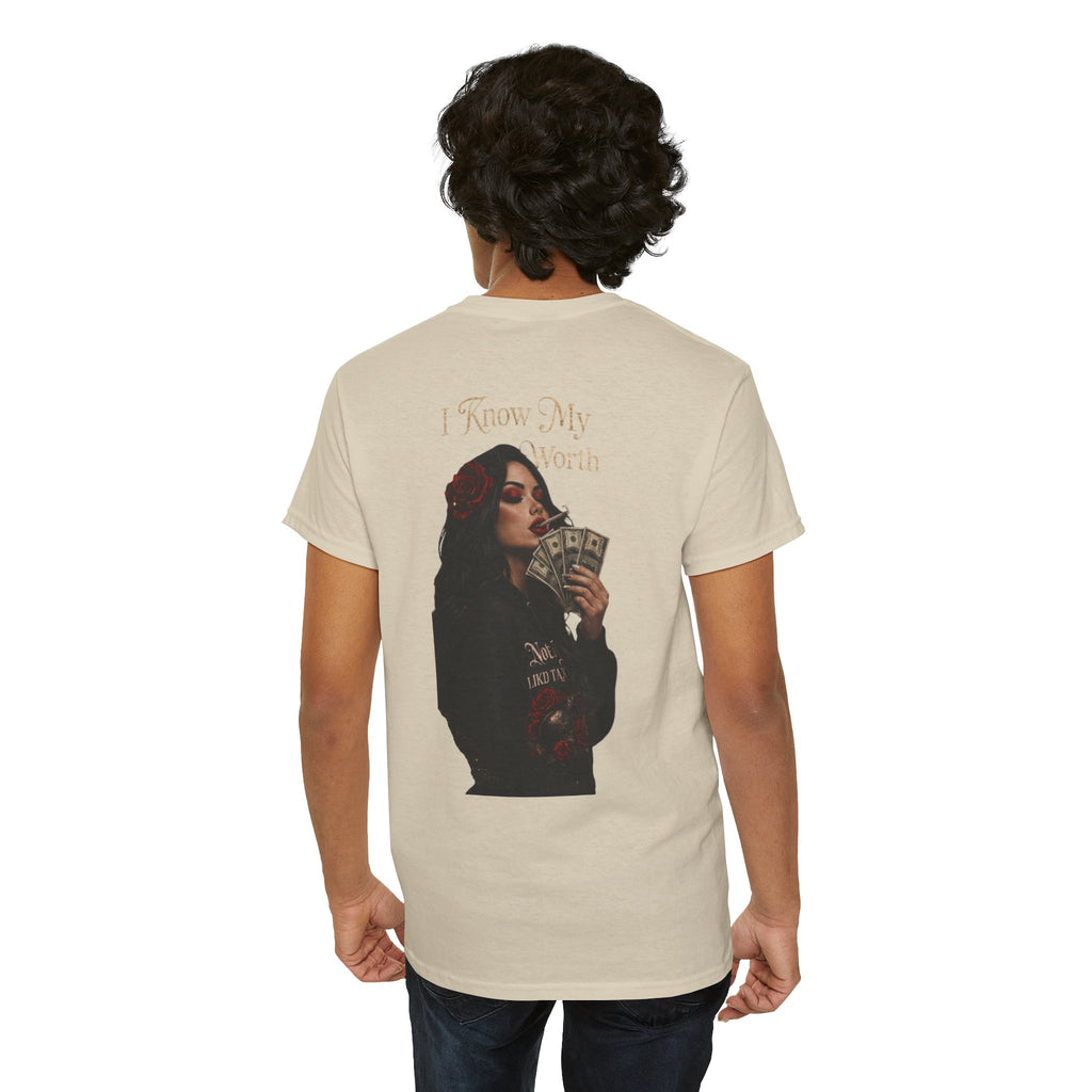 Graphic Tee — 'I Know My Worth' Rose Girl Money Design