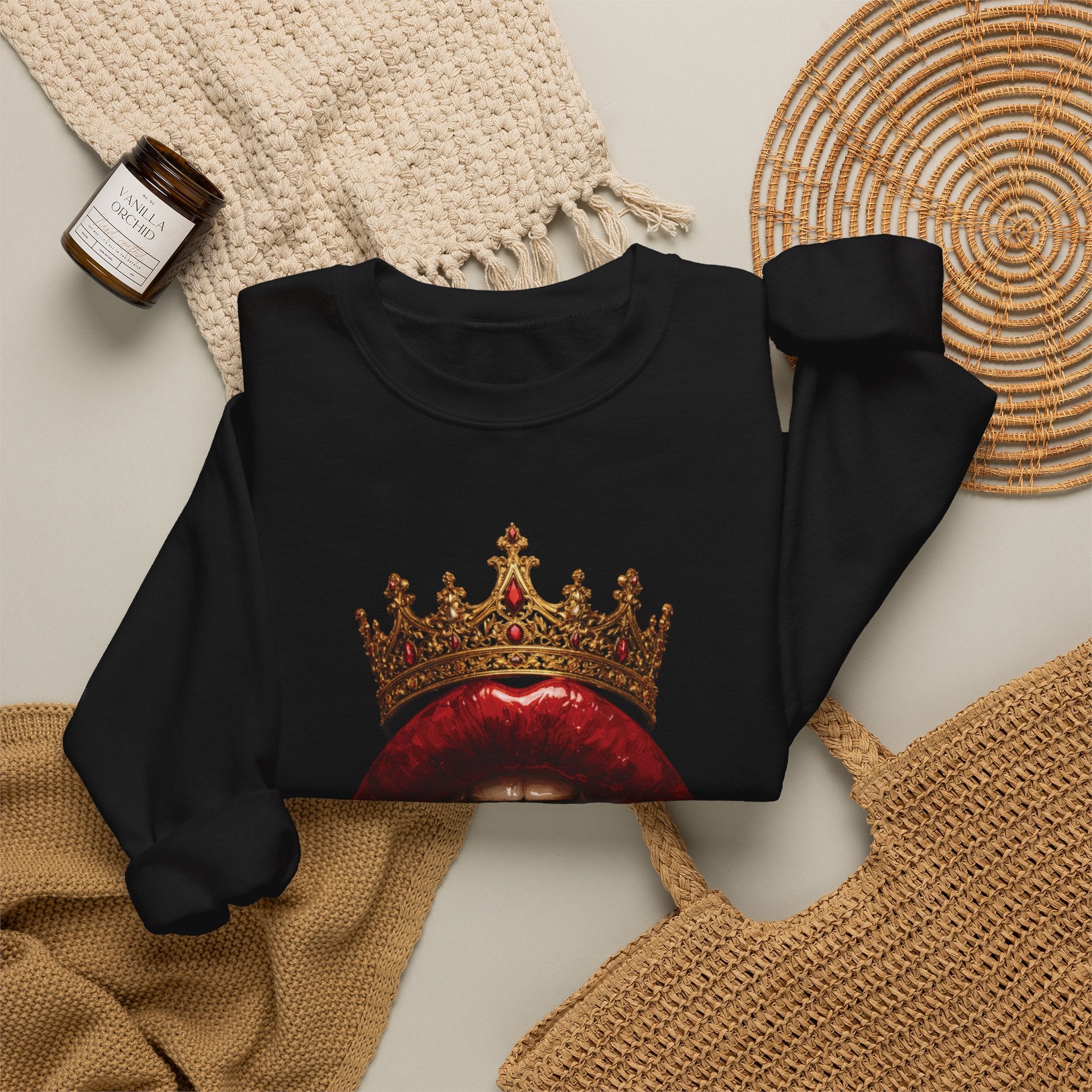Crowned Lips Graphic Crewneck Sweatshirt
