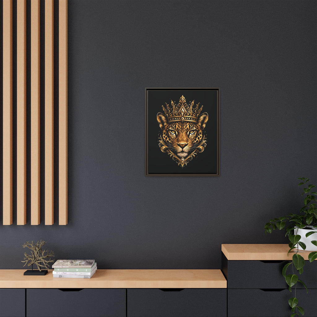 Golden Crowned Jaguar Matte Framed Canvas