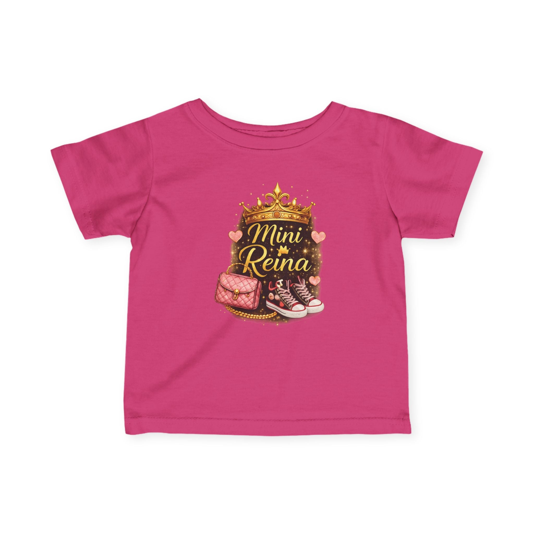 Infant Tee — "Mini Reina" Princess Crown & Glitter Shoes Baby Shirt