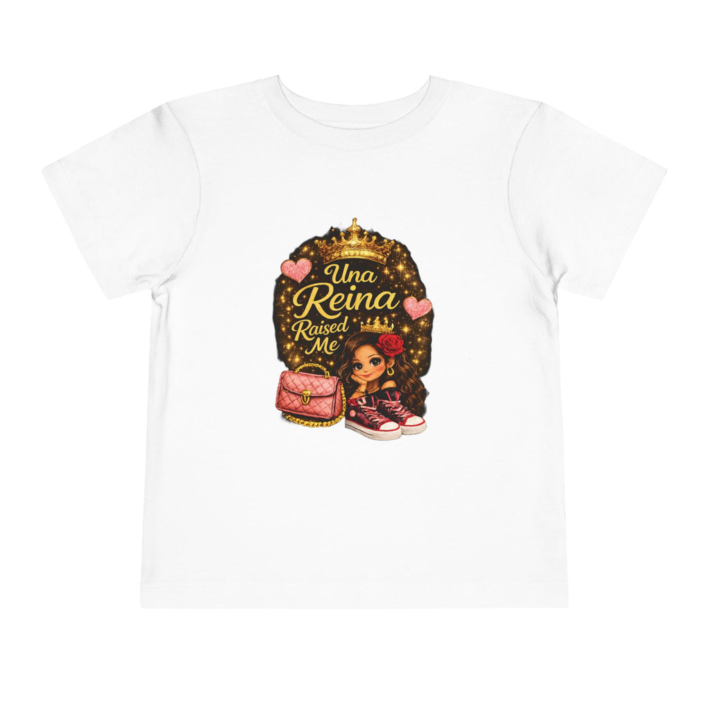 Toddler Tee — "Una Reina Raised Me" Cute Latina Princess Graphic