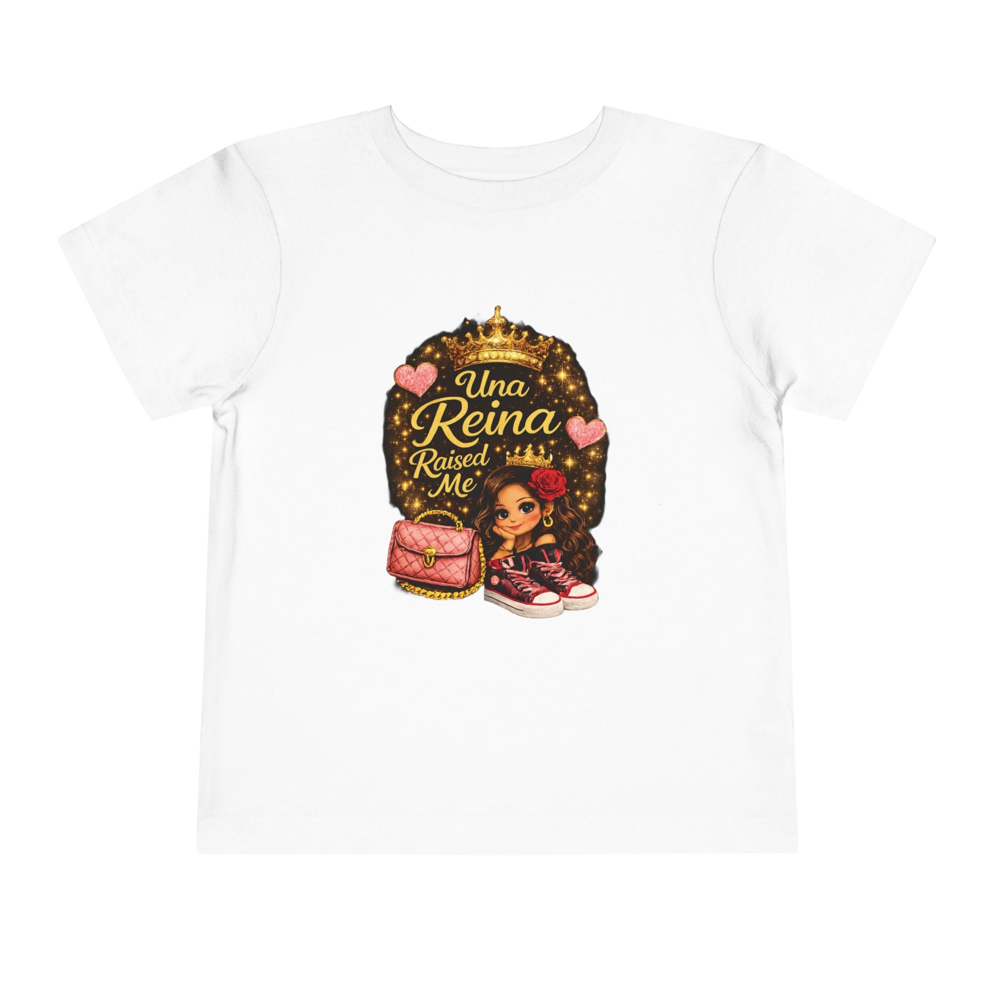 Toddler Tee — "Una Reina Raised Me" Cute Latina Princess Graphic