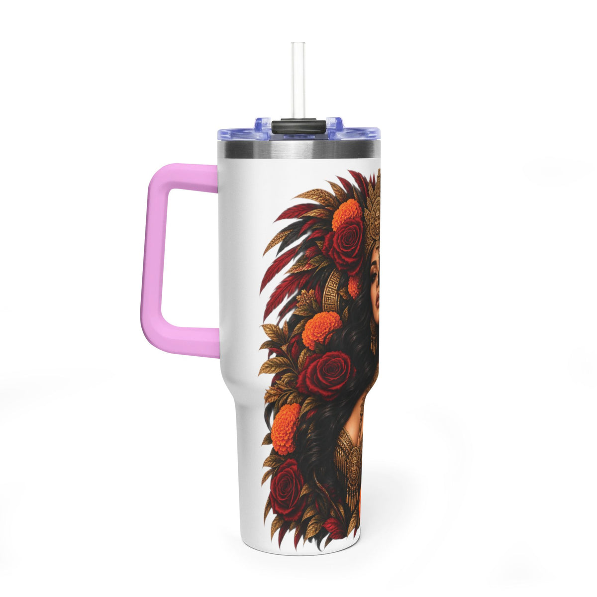 Reina Azteca: Entre Rosas y Cempasúchil | Vacuum Thermal Tumbler, 40oz