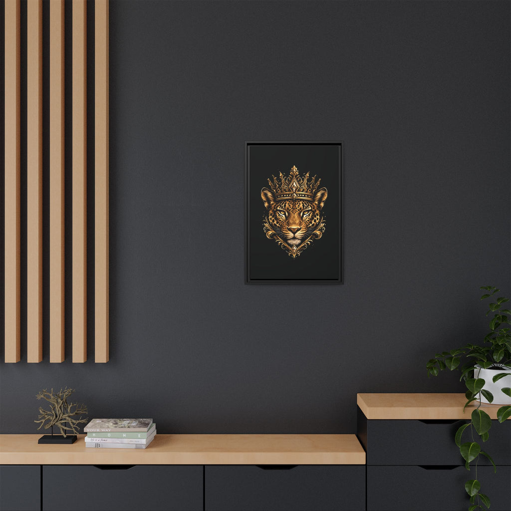 Golden Crowned Jaguar Matte Framed Canvas