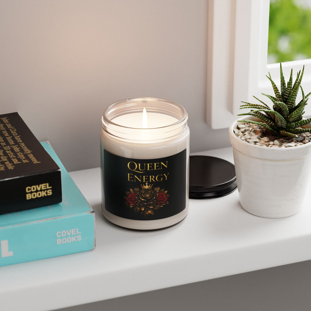 Queen Energy Scented Soy Candle — 9oz Aromatherapy Candle with Rose & Crown Design