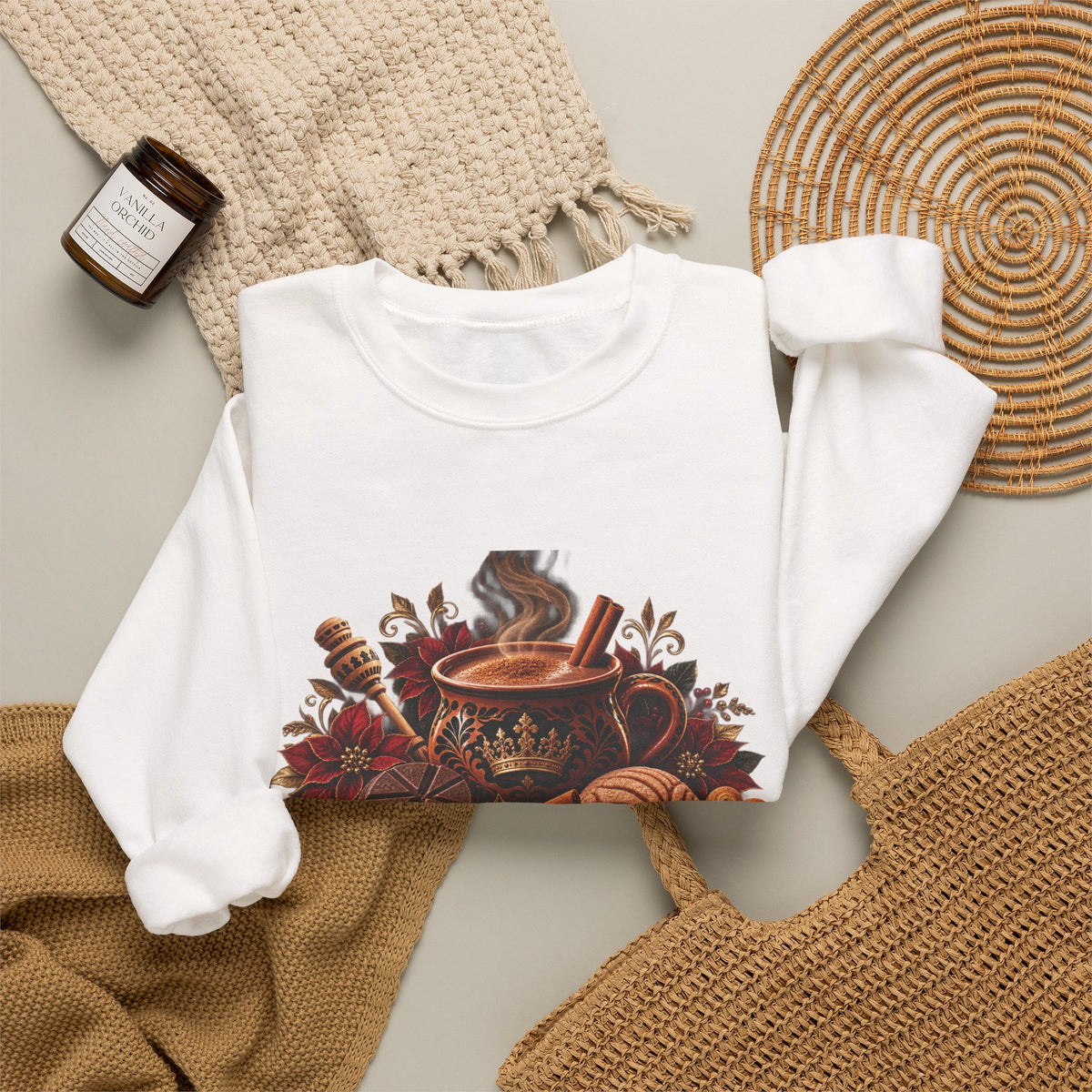 Champurrado & Chill Mexican Hot Chocolate Graphic | Unisex Crewneck Sweatshirt