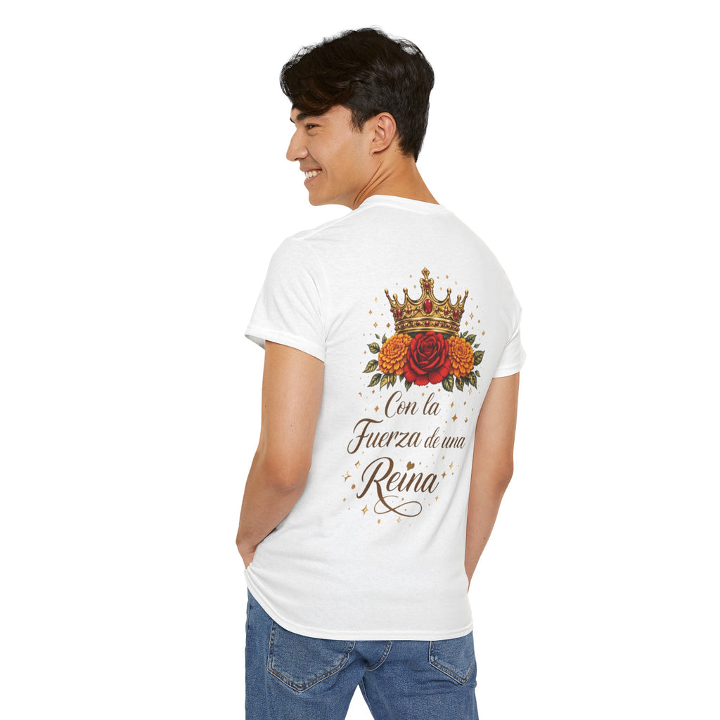 Graphic Tee — “Con la Fuerza de una Reina” Crown & Rose T-Shirt