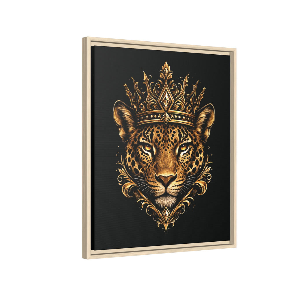 Golden Crowned Jaguar Matte Framed Canvas