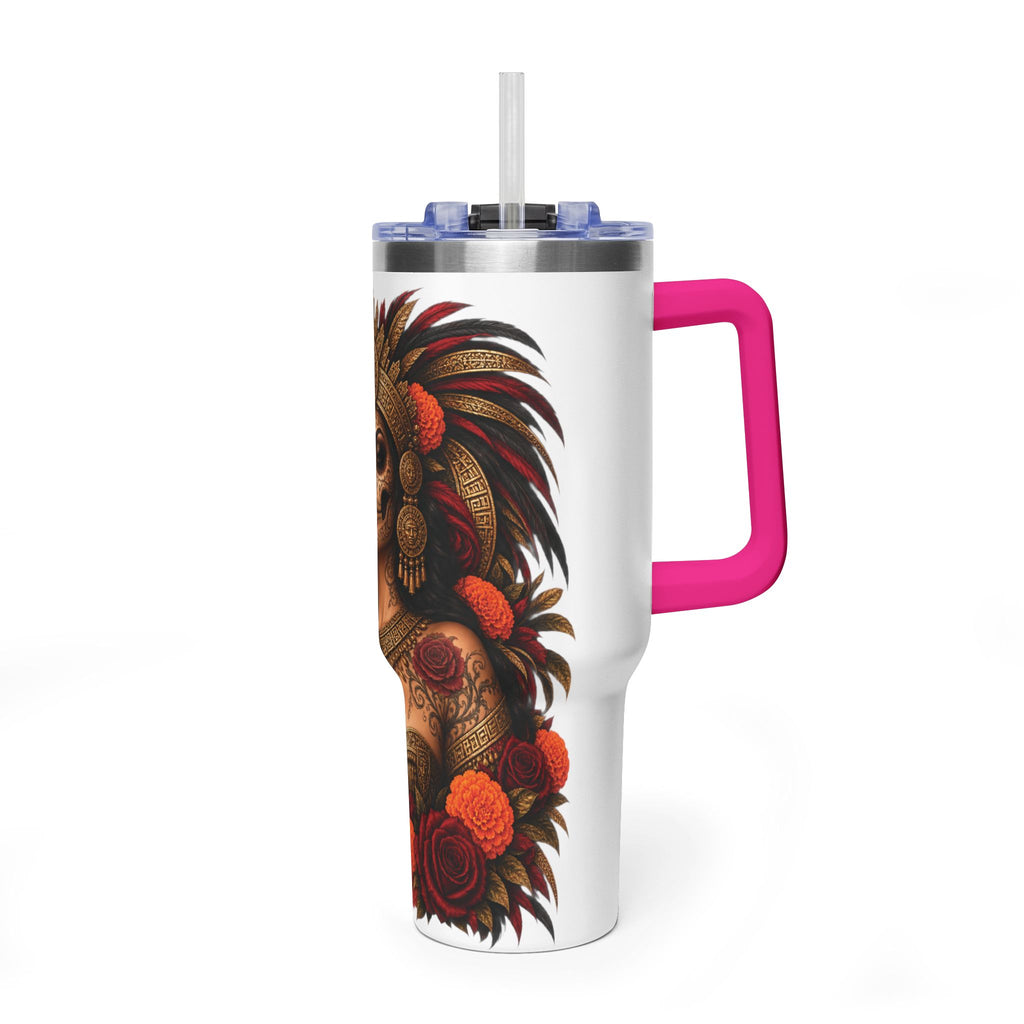 Reina Azteca: Entre Rosas y Cempasúchil | Vacuum Thermal Tumbler, 40oz