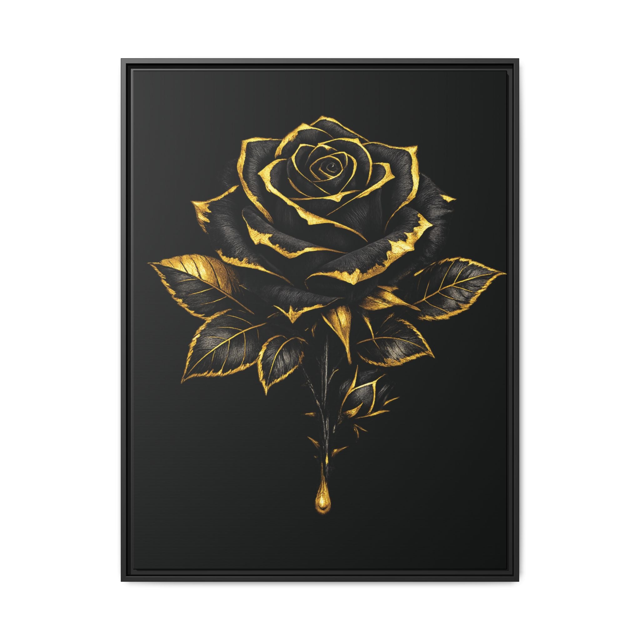 “Bloom Into Power – Gold Rose Canvas” Matte Canvas Wall Art