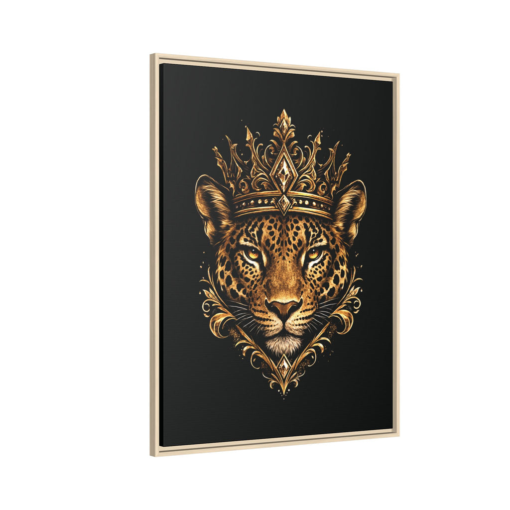 Golden Crowned Jaguar Matte Framed Canvas